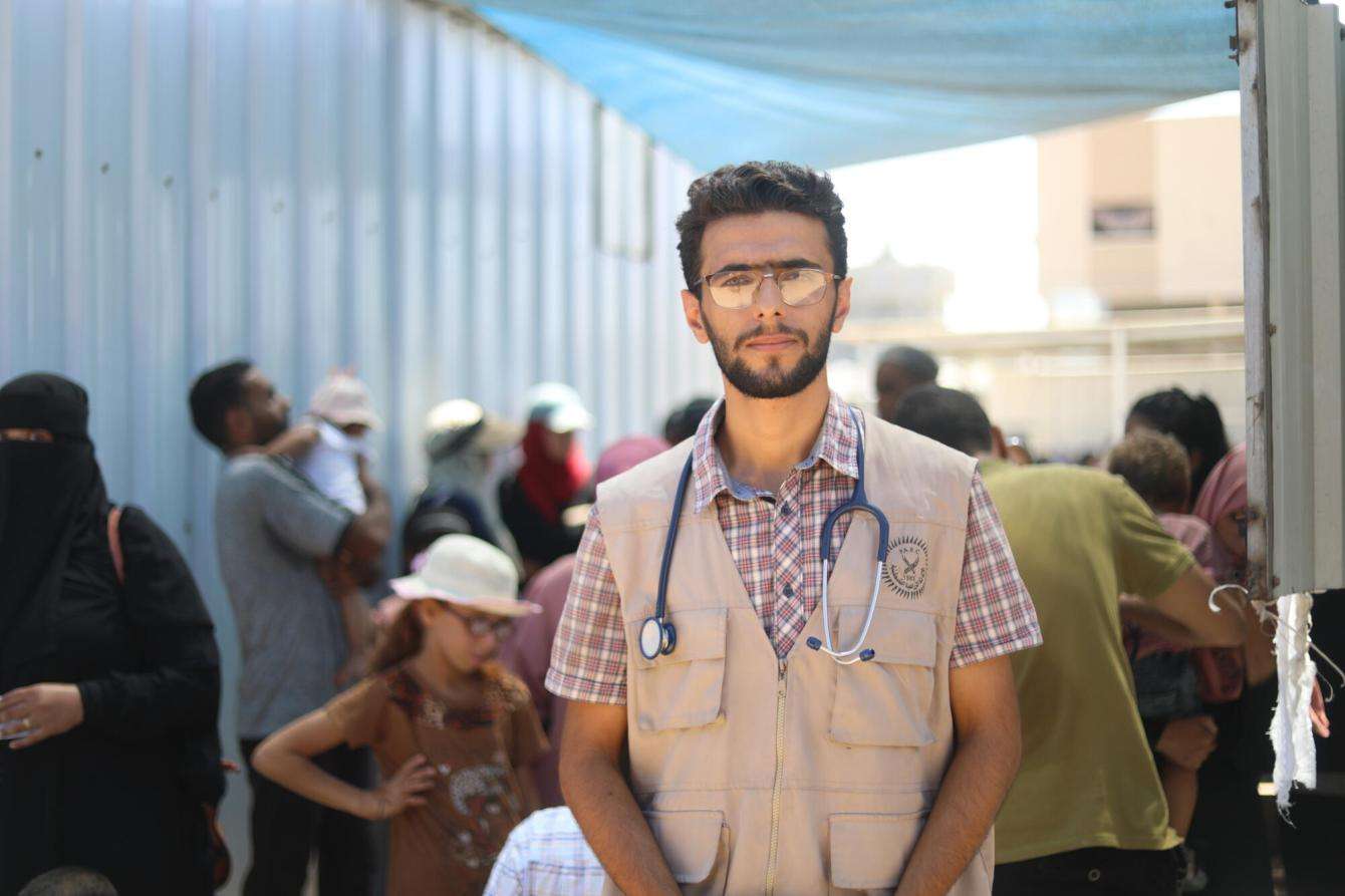 PARC pediatrician DR. Youssef Al-Farra in medical clinic, Al Mawasi, Gaza