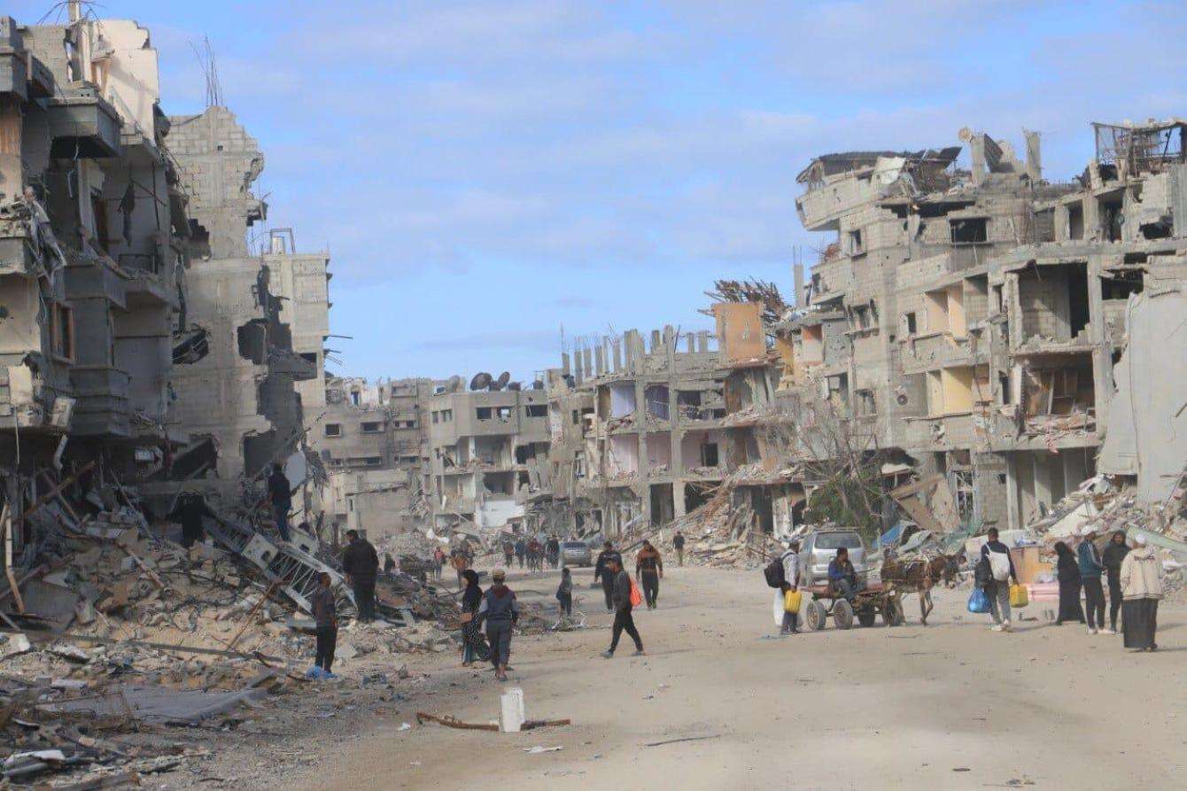 Palestinians returning to Rafah city, southern Gaza, Palestine.