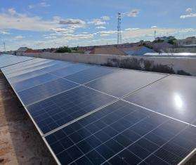 Solar panels on the roof of a hospital in Somalia. 