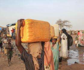 MSF-built water systems in Adré transit camp produced 654 cubic meters of water per day in May, including through a solar-powered pump for water extraction from a borehole.